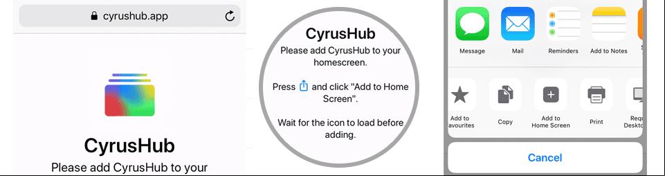 Install CyrusHub on iOS