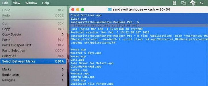 How to select text and print your Terminal window on Mac